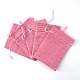 長方形の黄麻布の保存袋  巾着袋包装袋  ショッキングピンク  12x9cm PW-WG24103-13-1