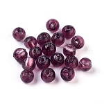 Handmade Silver Foil Glass Beads, Round, Pale Violet Red, 7.5~8.5mm, Hole: 1mm