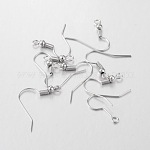 Crochets de boucles d'oreilles en fer, avec boucle horizontale, platine, 17~19x18mm, Trou: 2mm, pin: 0.6 mm