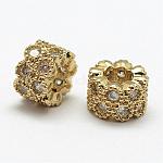Perles de zircone cubique micro pave en Laiton, colonne, Sans cadmium & sans nickel & sans plomb, or, 6x4mm, Trou: 3mm