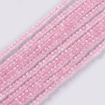 Chapelets de perles en verre, facette, ronde, rose, 2x2mm, Trou: 0.4mm, Environ 193~197 pcs/chapelet, 14.17 pouce ~ 15.51 pouces (36~39.4 cm)