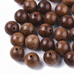 Природных шарики древесины, деревянные восковые бусы, неокрашенными, круглые, цвет охры, 10 мм, отверстие : 1.5 мм