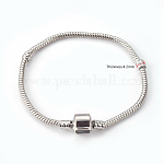 Latón europeo pulseras del estilo para la toma de diy, Platino, 170mm, 3mm