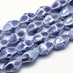 Handmade Eco-Friendly Porcelain Beads, Faceted Rice, DarkSlate Blue, 26x16~17x15~16mm, Hole: 3mm