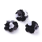Poliestere tessuto accessori costume fatti a mano, tri-color, fiore, nero, 24.5~26x12.5~13.5mm