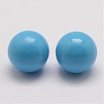 Perles de boule ajustement pendentif de cage en laiton, sans trou, bleu ciel, 16mm