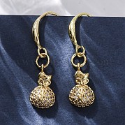 Серьги с подвесками из латуни с прозрачным фианитом и прозрачным фианитом EJEW-F362-14G