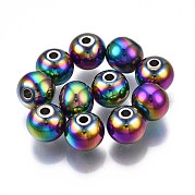 Rack Plating Rainbow Color 304 Stainless Steel Beads STAS-S119-081D-01