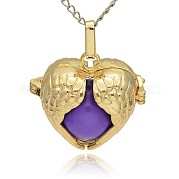 Golden Tone Brass Hollow Heart Cage Pendants KK-J241-04G