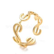 Ion Plating(IP) 304 Stainless Steel Initial Letter S Open Cuff Ring for Women RJEW-E066-10G