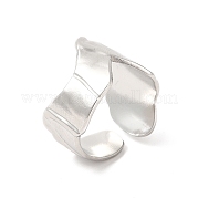 304 Stainless Steel Wave Open Cuff Ring for Women RJEW-E063-17P