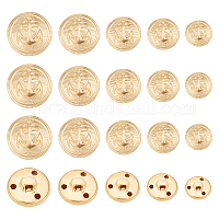 OLYCRAFT 60Pcs Light Gold 4-Hole Brass Buttons Blazer Buttons 15mm 20mm  Half Round with Badge Pattern Buttons for Jeans Coat Blazer Suits Jacket