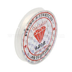 Cuerda de cristal elástica plana, Hilos de cuerda, blanco, 0.8mm, alrededor de 10.93 yarda (10 m) / rollo