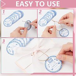 60 étiquette cadeau ronde en papier de remerciement&nbsp;DIY-WH0591-553