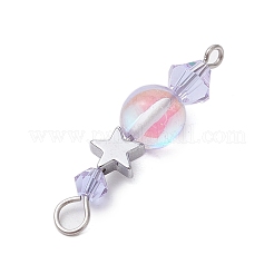 6 pz 6 colori vetro rotondo bicono e ciondolo a forma di stella in ottone con perline&nbsp;PALLOY-JF03458-02