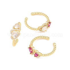 Bagues ouvertes en laiton avec micro pavé de zircones cubiques pour femmes&nbsp;RJEW-C153-04G