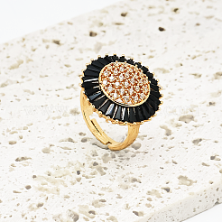 Anelli da donna aperti con micro pavé di zirconi cubici in ottone&nbsp;IJ1776-2