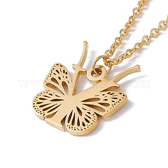 Lettera iniziale con collana pendente a farfalla&nbsp;LS-NJEW-C026-01G-Y