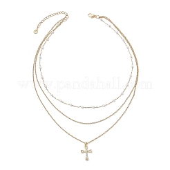 Colgante de circonita cúbica transparente con pavé de latón&nbsp;NJEW-JN05472-01