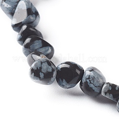 Braccialetto di perline di ossidiana con fiocco di neve naturale per donna ragazza&nbsp;BJEW-JB06748-05