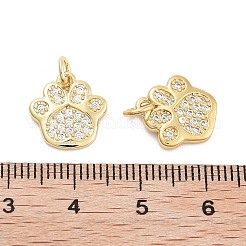 Charms de circonita cúbica micro pavé de latón chapado en forma de huella de pata&nbsp;KK-G512-22G