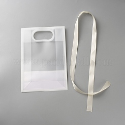 Rechteckige Geschenktüten aus Kunststoff mit Lochgriff und Seidenband&nbsp;ABAG-WH0044-61D