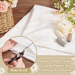 Leinen-Baumwollstoff mit Blumenmuster für Bekleidungsaccessoires&nbsp;DIY-WH0632-51