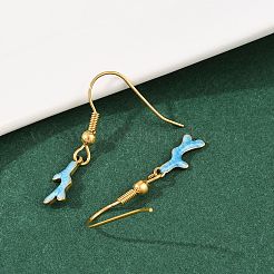 Ocean Serie 304 Edelstahl Emaille Ohrhänger&nbsp;LS-EJEW-K017-01G-G