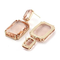 Orecchini pendenti rettangolari in vetro&nbsp;EJEW-Q800-15B-KCG