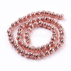 Fili di perle di roccia lavica naturale elettrodeposta&nbsp;G-K259-57-4mm-RG