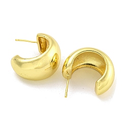 Pendientes de botón de latón con forma de C y baño de rejilla para mujer&nbsp;EJEW-G410-55G