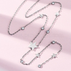 304 Edelstahl Kristall Strass Stern Lasso Halsketten&nbsp;NJEW-R026-15P