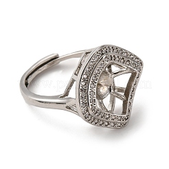 Rhombus Messing Micro Pave klare Zirkonia verstellbare Ringfassungen&nbsp;KK-D378-34P
