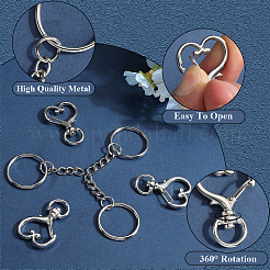 150 Stück 3 Stile Herzform Zinklegierung Schwenk-Karabinerverschluss mit geteilten Schlüsselringen aus Eisen mit Biegeringen aus Edelstahl 304&nbsp;FIND-SP0002-59P