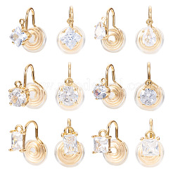 12 Stück 6 Stile Messing Micro Pave klare Zirkonia Ohr Manschette Zubehörse&nbsp;KK-TA0003-24