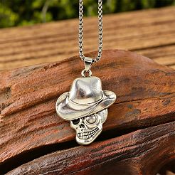 Collares con colgante de calavera de vaca de aleación de zinc para Halloween&nbsp;WGCDD93-01