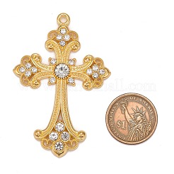 Legierung Rhinestone-Kreuz große Anhänger&nbsp;LS-ALRI-1475-G-NR