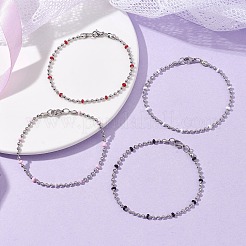 304 Edelstahl Emaille Kugelketten Armbänder für Damen&nbsp;BJEW-JB09866