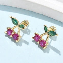 Clous d'oreilles en laiton avec zircon cubique&nbsp;EJEW-Q017-02G