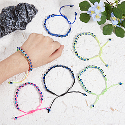 6 Stück 6 Farben Harz Böse Augen geflochtene Perlenarmbänder Set&nbsp;BJEW-FI0001-46