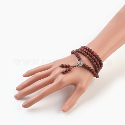 Vier Schleifen aus natürlichen Sandelholzperlen dehnen Wickelarmbänder aus&nbsp;BJEW-JB03812