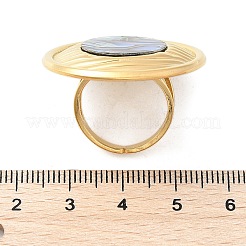 Anillos de dedo de concha de paua de acero inoxidable 304 planos y redondos para mujer&nbsp;RJEW-G346-05G-01
