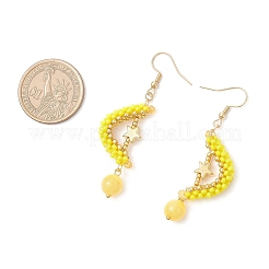 Pendientes colgantes de jade natural mashan&nbsp;EJEW-MZ00544-02