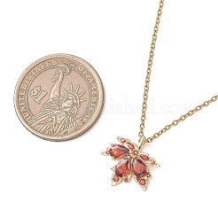 Pendentif feuille d'érable en laiton pavé de zirconiums cubiques&nbsp;NJEW-JN05901-01