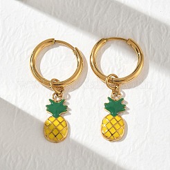 Orecchini pendenti a cerchio in acciaio inossidabile 304 smaltato con frutta&nbsp;EJEW-T059-01B