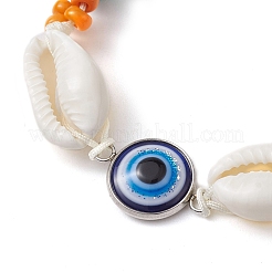 Braccialetti estivi con conchiglie da spiaggia e perline sintetiche intrecciate di turchese&nbsp;BJEW-JB10373