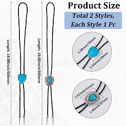 2 Stück 2 Stile Legierung & synthetischer türkisfarbener Dreiecksanhänger Boho-Krawatten-Lasso-Halsketten&nbsp;NJEW-GF0001-19