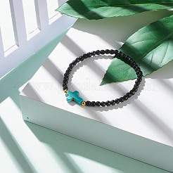 Pulsera elástica cruzada para niña mujer&nbsp;BJEW-JB06957-01