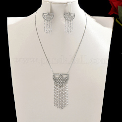 Elegante set di orecchini e collane in ottone micro pavé e zirconi cubici in stile mediorientale per donna&nbsp;AS5342