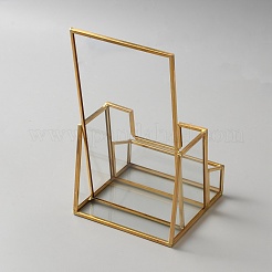 Schmuckaufbewahrungsregale aus Messing und Glas für Broschüren&nbsp;ODIS-WH0078-92